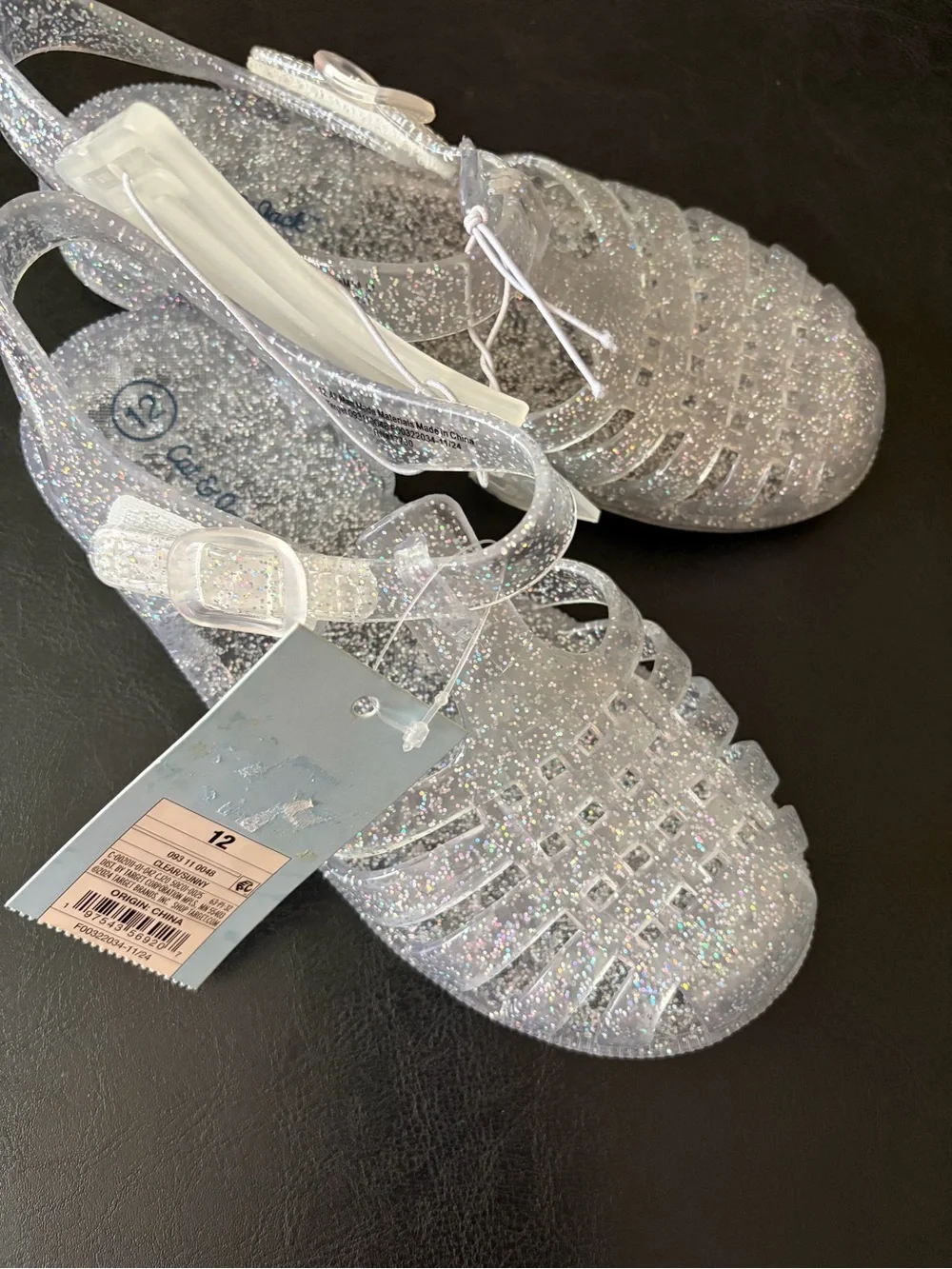 Cat & Jack Girls' Silver Glitter Jelly Sandals